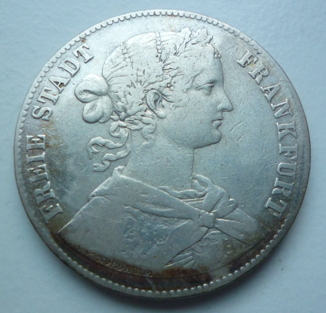 Frankfurt 1 Vereinstaler 1860 Francofurtia Silber   
