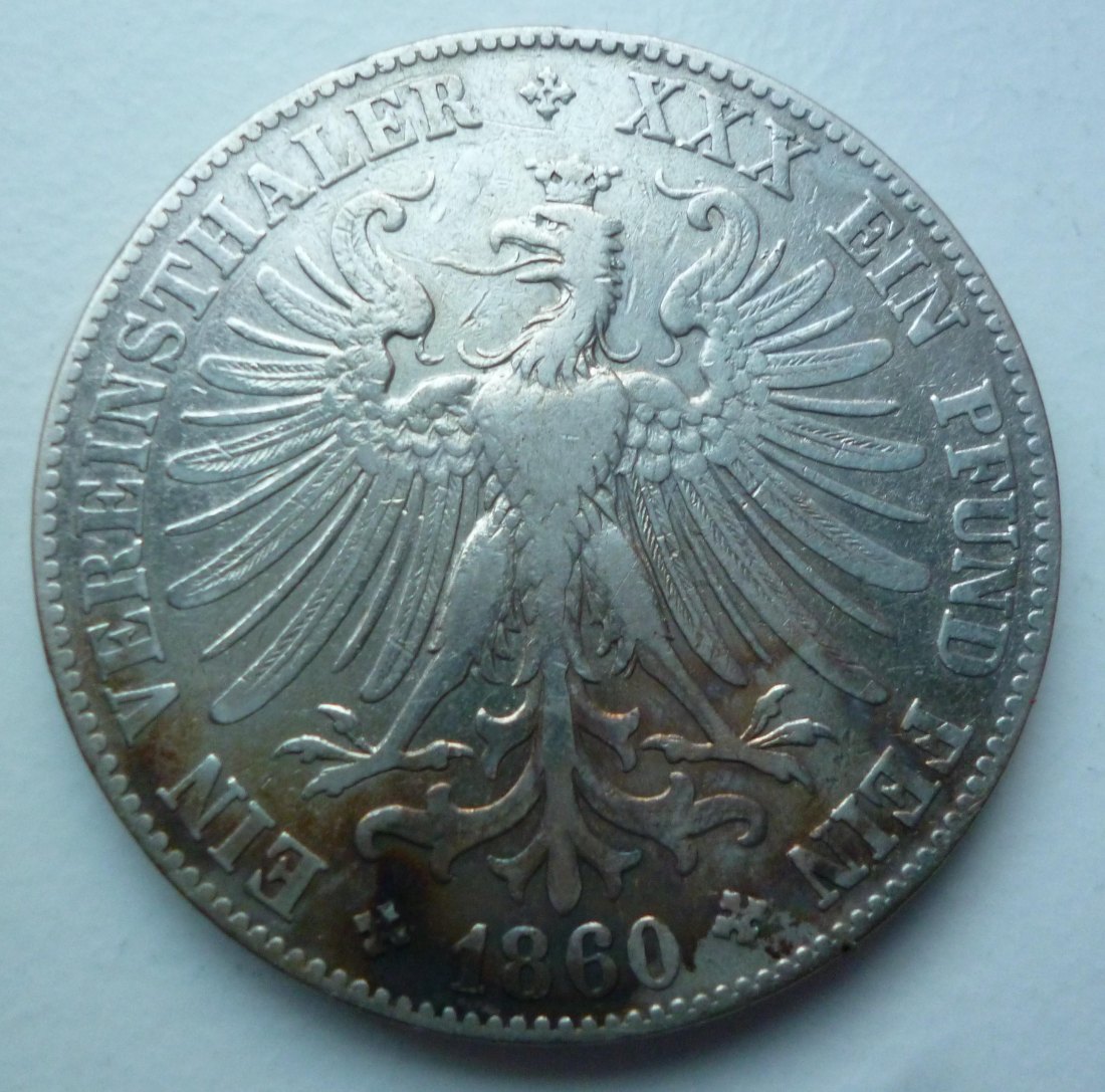  Frankfurt 1 Vereinstaler 1860 Francofurtia Silber   