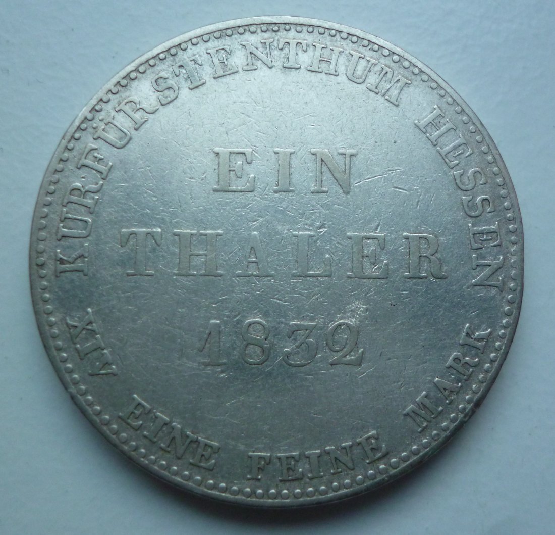 Hessen-Kassel 1 Thaler 1832 Wilhelm II. Mitregent Friedrich Wilhelm Silber
