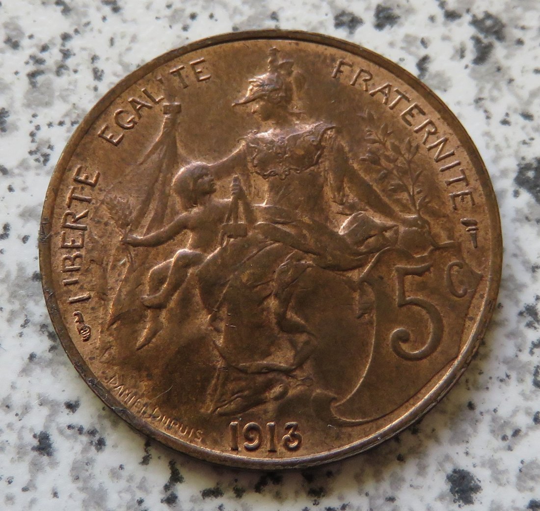  Frankreich 5 Centimes 1913, Erhaltung   