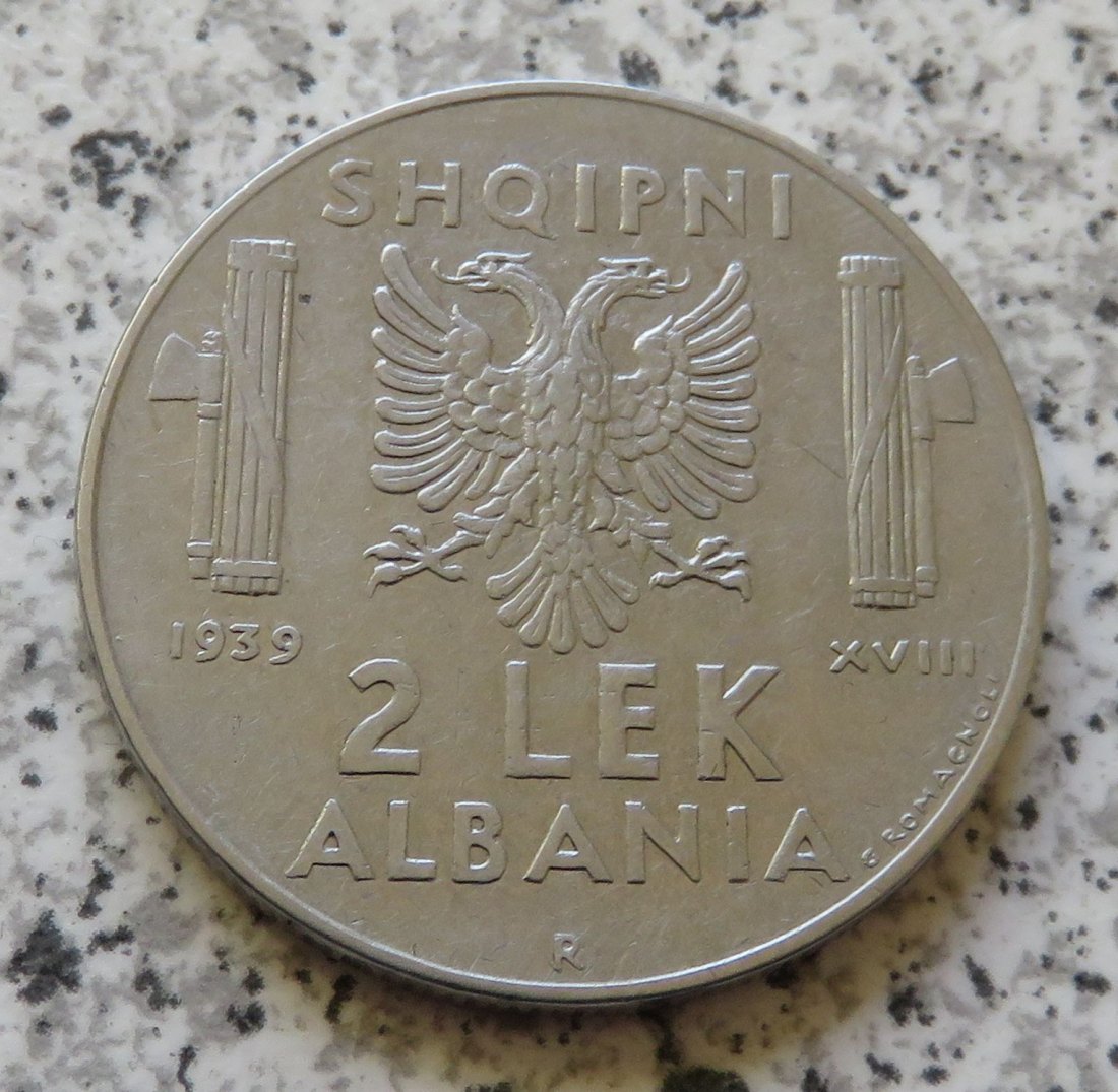  Albanien 2 Lek 1939   