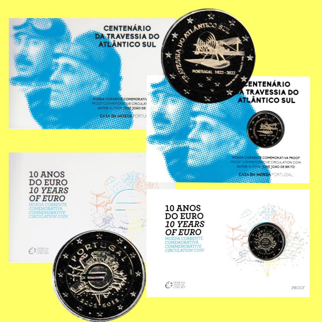 2x 2€-Sonderm. Portugal *Überquerung Südatlantik + 10 Jahre Euro* 2022 + 2007 *PP*   