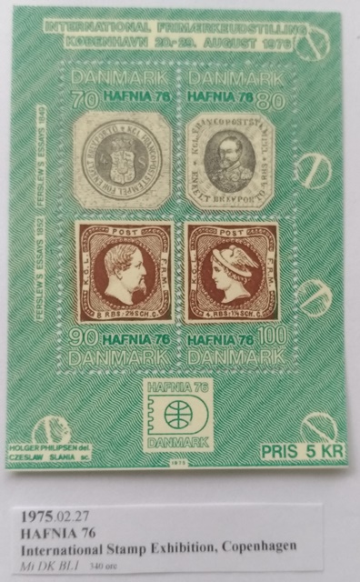  1975- Hafnia '76- the first Danish philatelic sheet (Mi:DK BL1)   