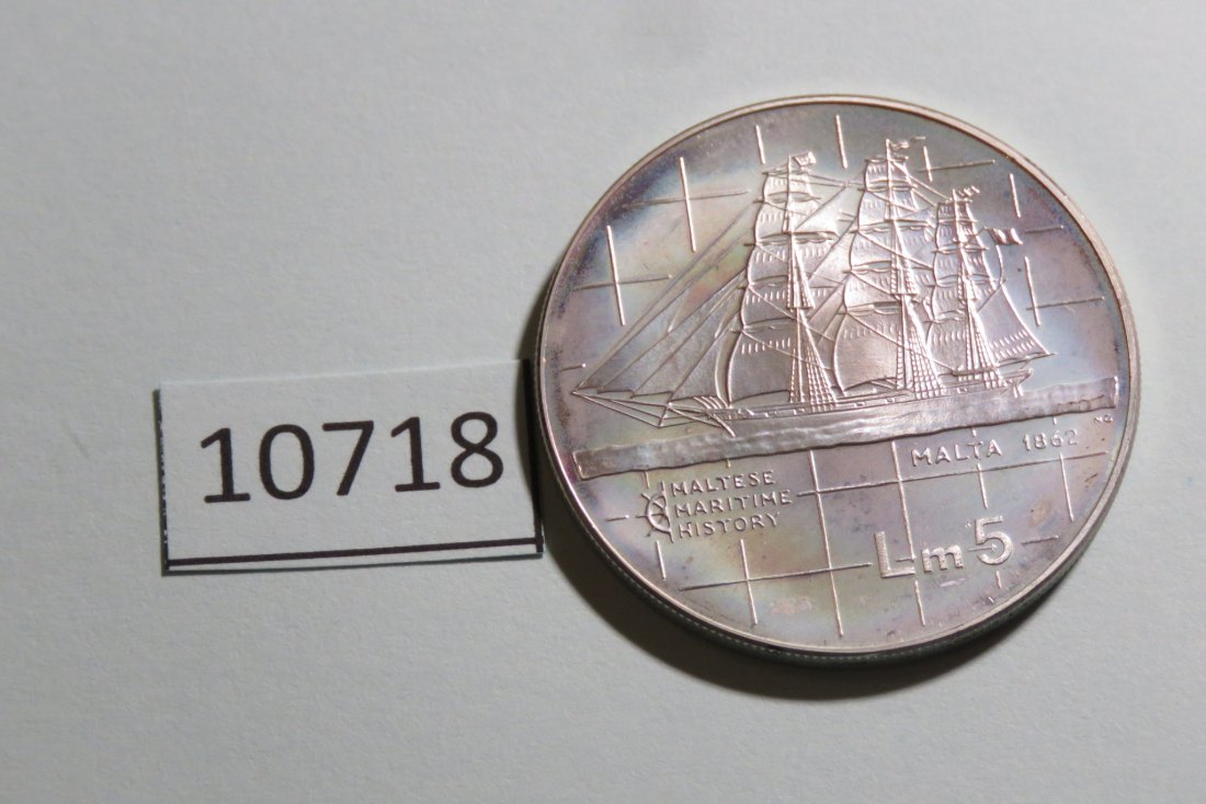  10718 Malta 1984 - 5 Liri - Schiff Malta - 20,0 g SILBER 0.925   