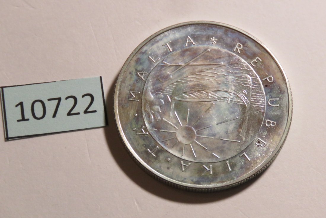  10722 Malta 1977 - 5 pounds - Windmühle - 28,28 g SILBER 0.925   
