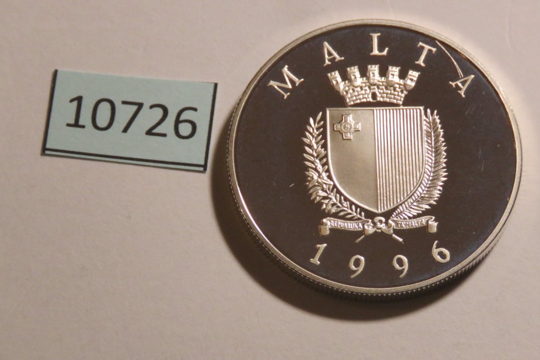  10726 Malta 1996 - 5 Liri - Fußball WM - 31,47 g SILBER 0.925   