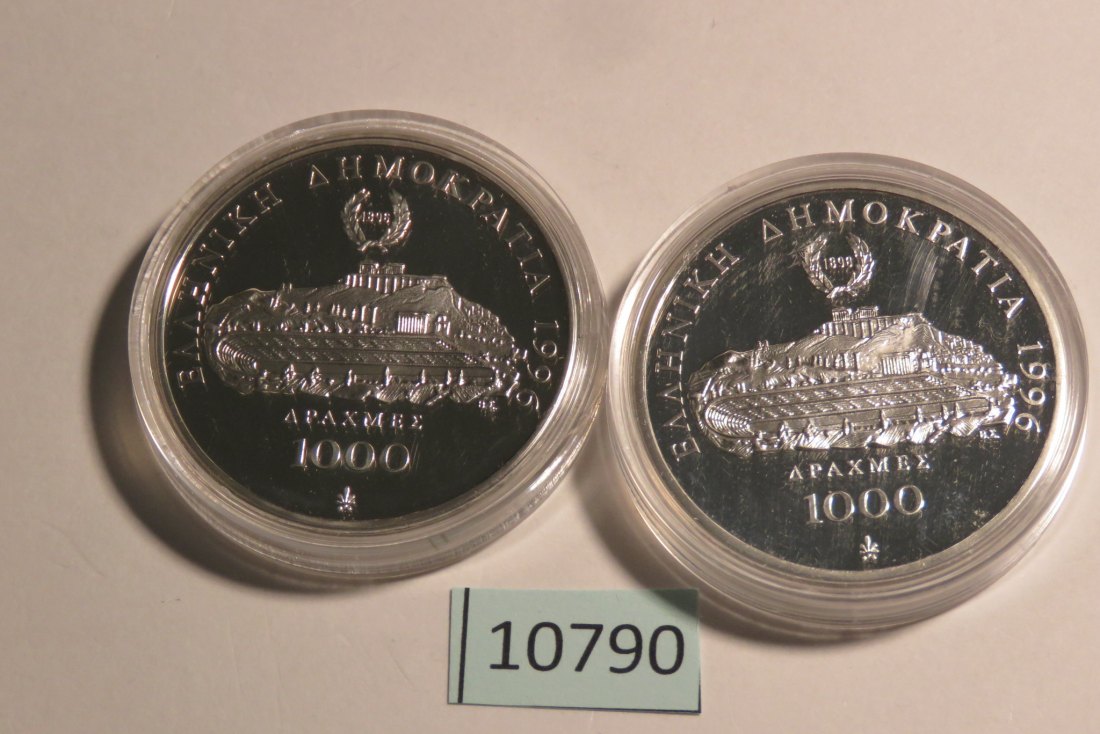 10790 Griechenland 1996 - 2 x 1000 Drachmen - 67,26 g SILBER 0.925   