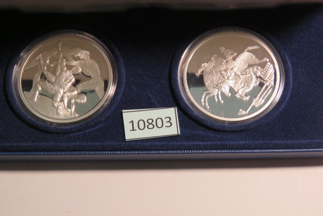  10803 Griechenland 2004 - 2 x 10 EURO - 68,0 g SILBER 0.925 mit Schatulle + Zertifikat   