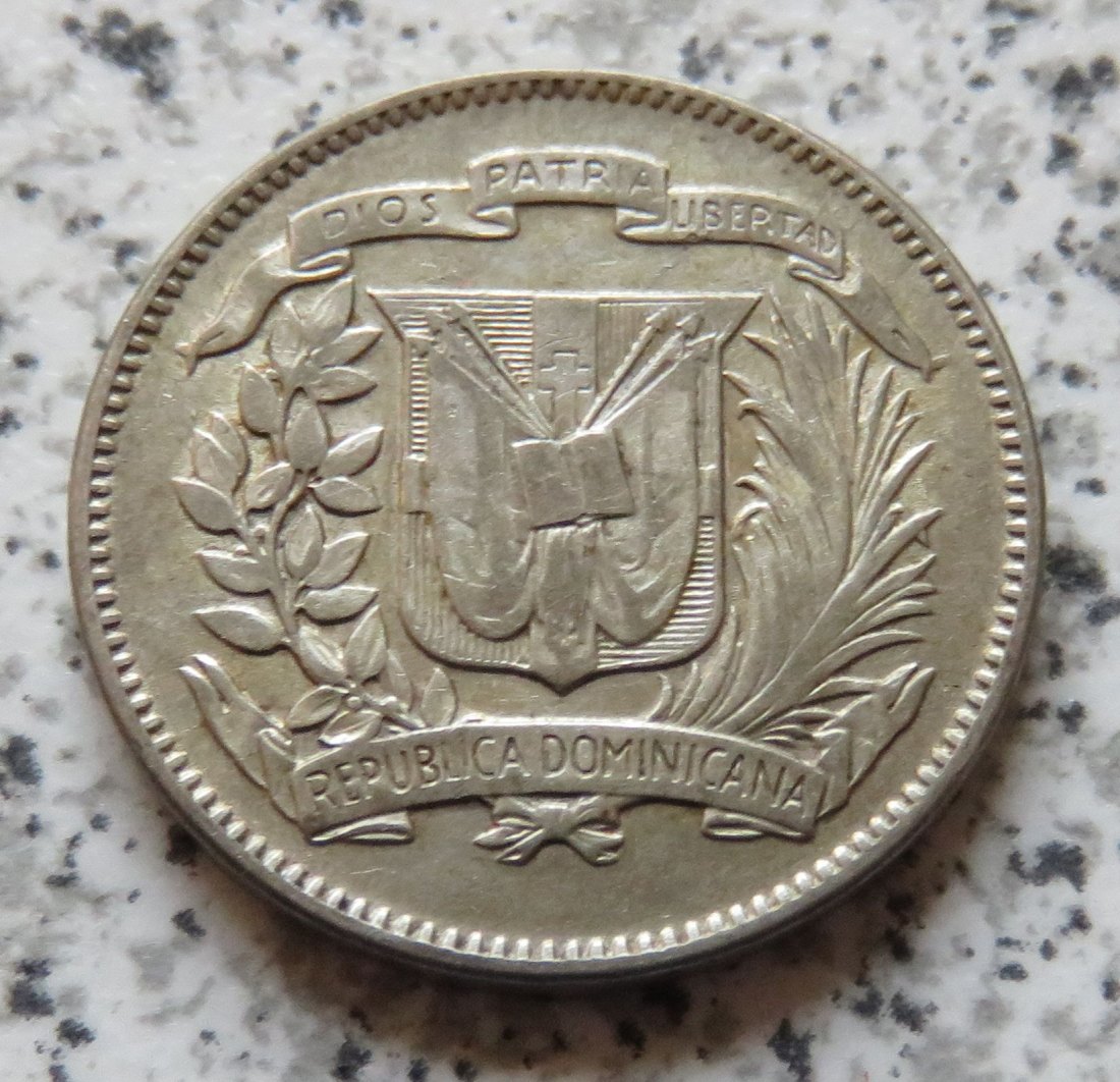  Dominikanische Republik 5 Centavos 1944, Silber   