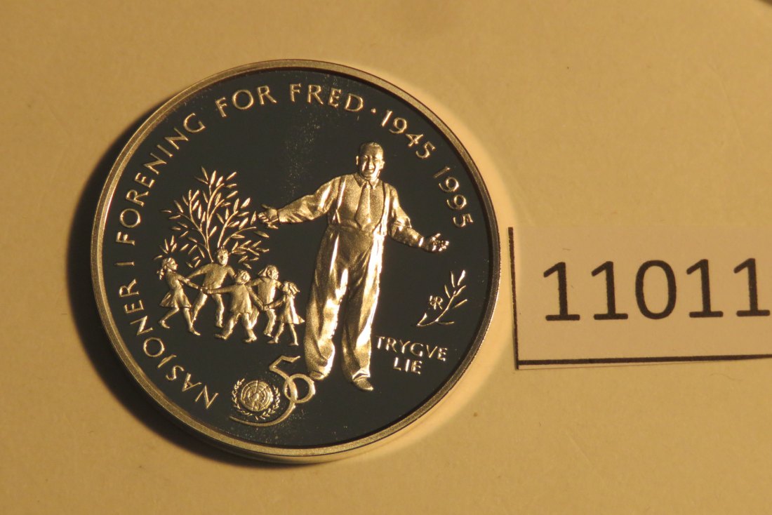  11011 Norwegen 1995 - 50 Kronen - 50 Jahre U N O - 16,81 g SILBER 0.925   