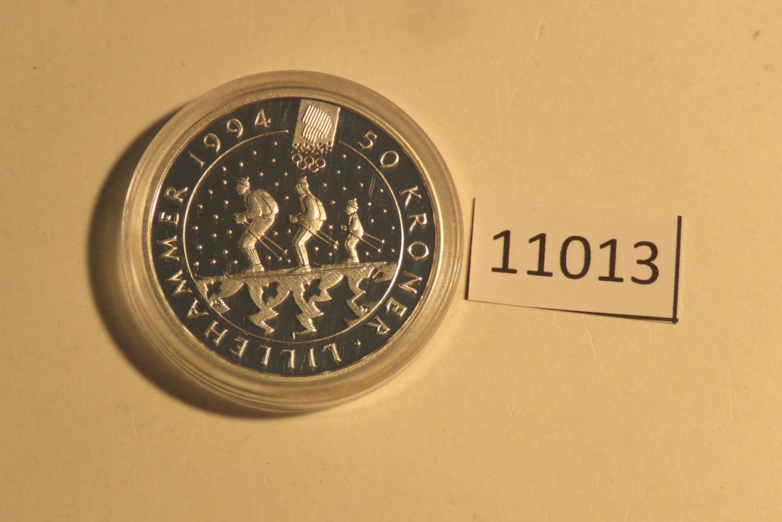  11013 Norwegen 1991 - 50 Kronen - OLYMPIA Skifahrer - 16,81 g SILBER 0.925   