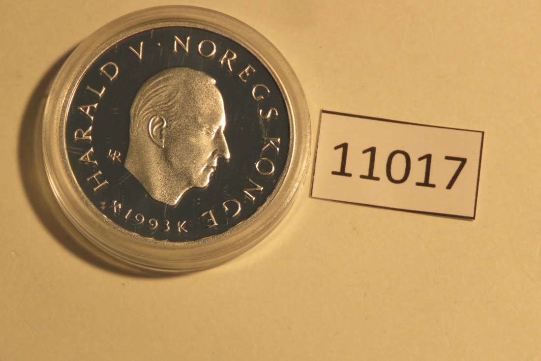  11017 Norwegen 1993 - 50 Kronen - OLYMPIA Kinder mit Schlittschuh - 16,81 g SILBER 0.925   