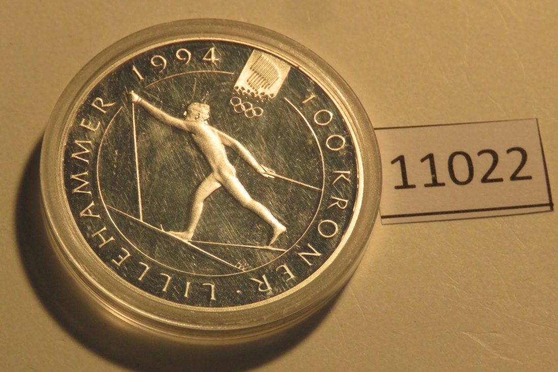 11022 Norwegen 1991 - 100 Kronen - OLYMPIA Skilanglauf - 33,62 g SILBER 0.925