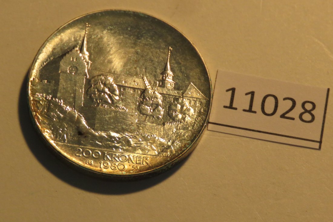  11028 Norwegen 1980 - 200 Kronen - Akershus - 26,8 g SILBER 0.925   
