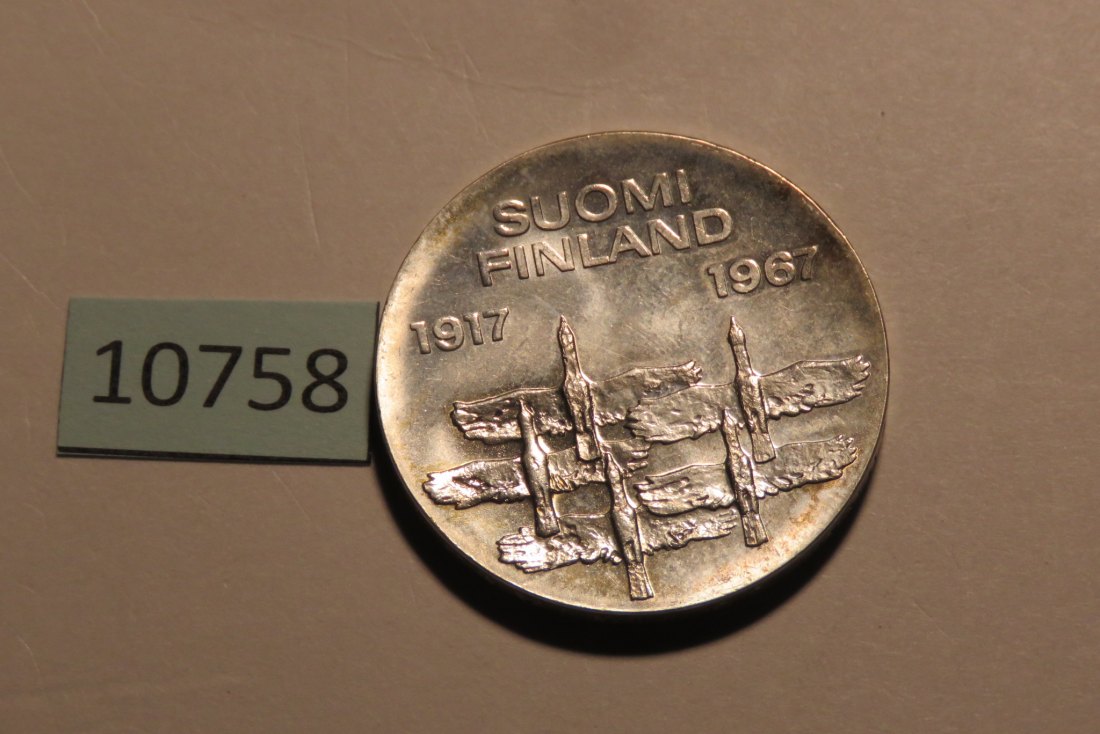  10758 Finnland 1967 - 10 Markka - - 23,75 g SILBER 0.900   