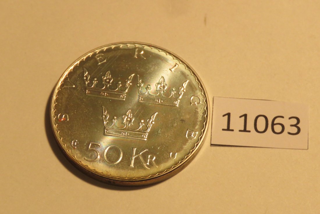  11063 Schweden 1975 - 50 Kronen - Verfassungsreform - 27,03 g SILBER 0.925   