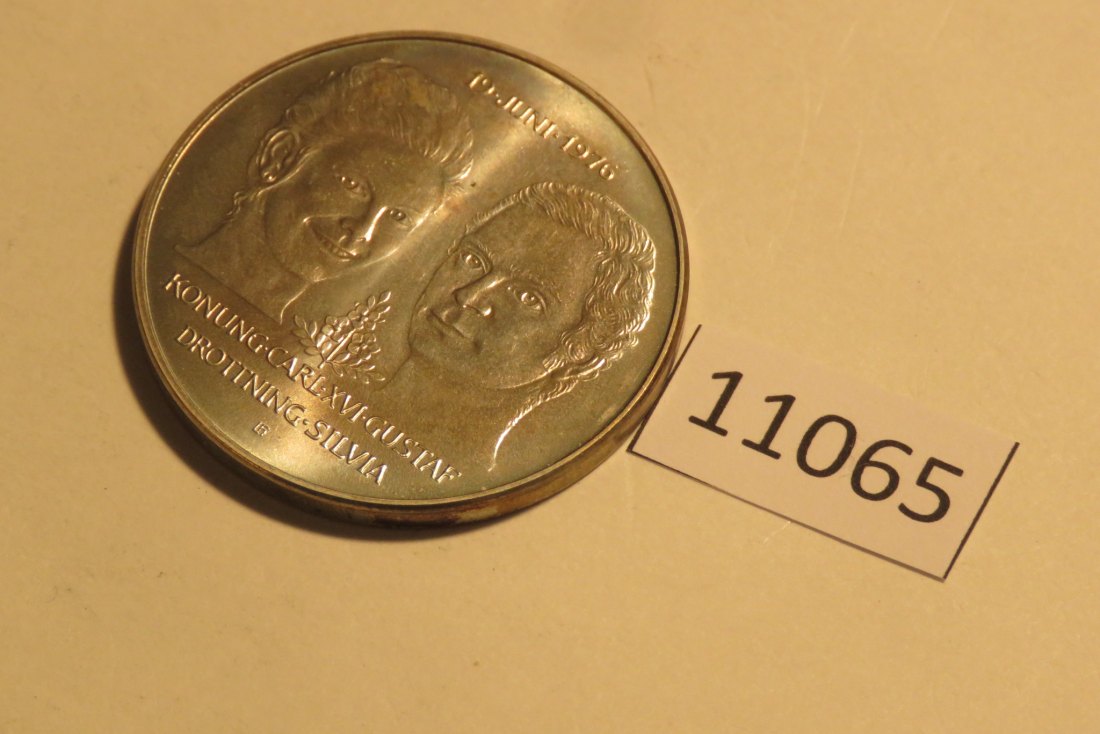 11065 Schweden 1976 - 50 Kronen - Hochzeit Karl Gustav + Slvia - 27,03 g SILBER 0.925