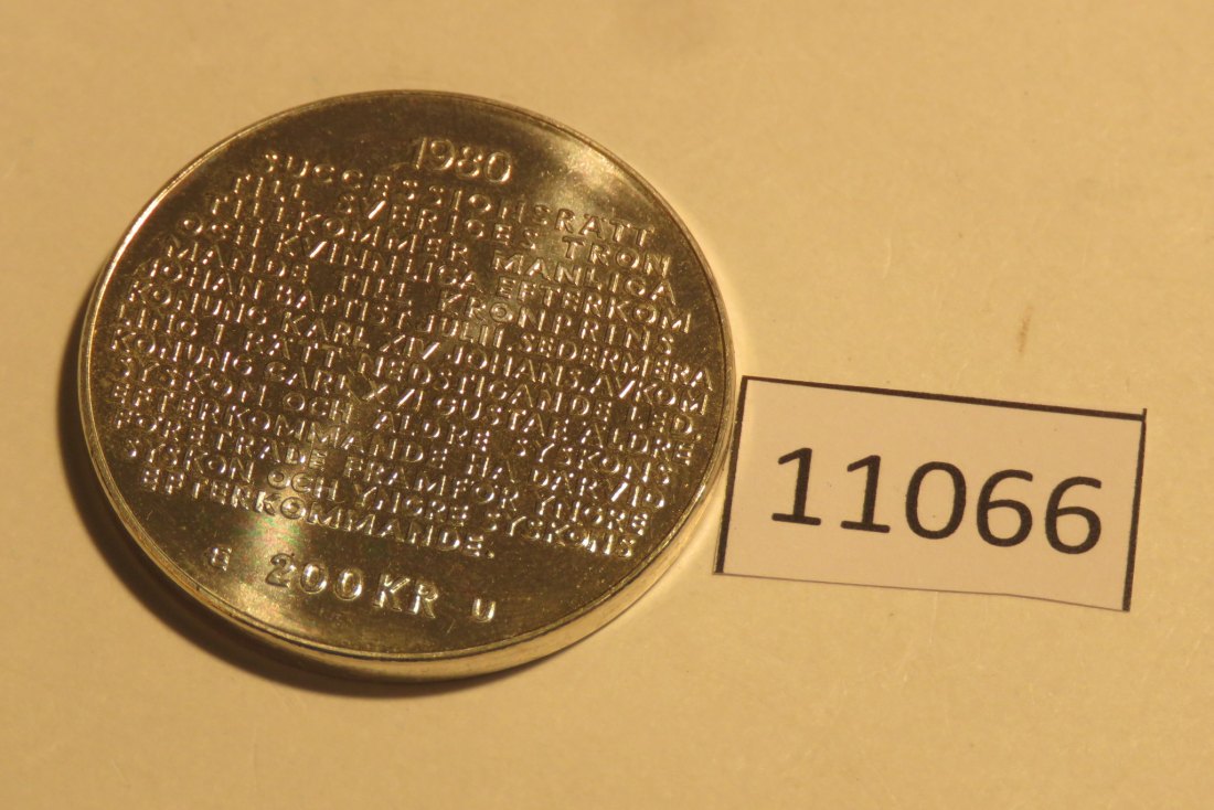  11066 Schweden 1980 - 200 Kronen - Swedish Royal Law - 27,03 g SILBER 0.925   