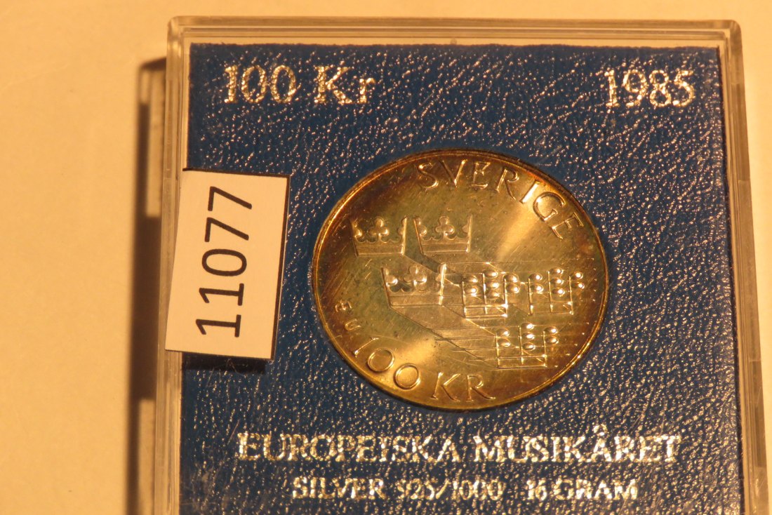  11077 Schweden 1985 - 100 Kronen - Musikjahr - 16,0 g SILBER 0.925   