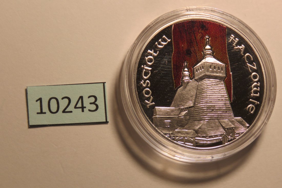  10243  Polen 2006 - 20 Zloty mit farbigem Holz - Haczowie Kirche - 28,2 g SILBER 0.925   