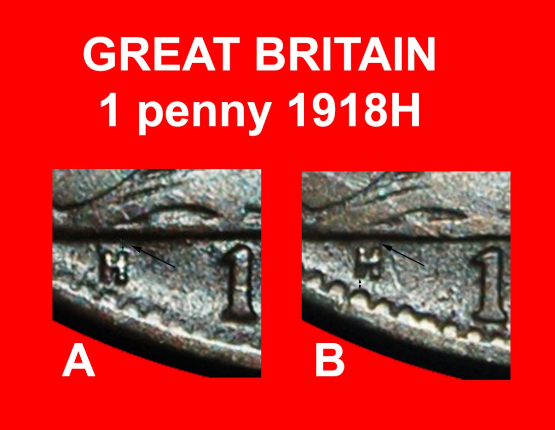  Ⰿ MISTRESS OF SEAS: GREAT BRITAIN ★ PENNY 1918H 2 DISCOVERY COINS! GEORGE V★LOW START! ★ NO RESERVE!   