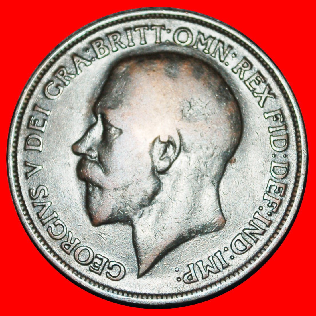  Ⰿ MISTRESS OF SEAS:GREAT BRITAIN★PENNY 1918H DIES III B! GEORGE V 1911-1936★LOW START! ★ NO RESERVE!   