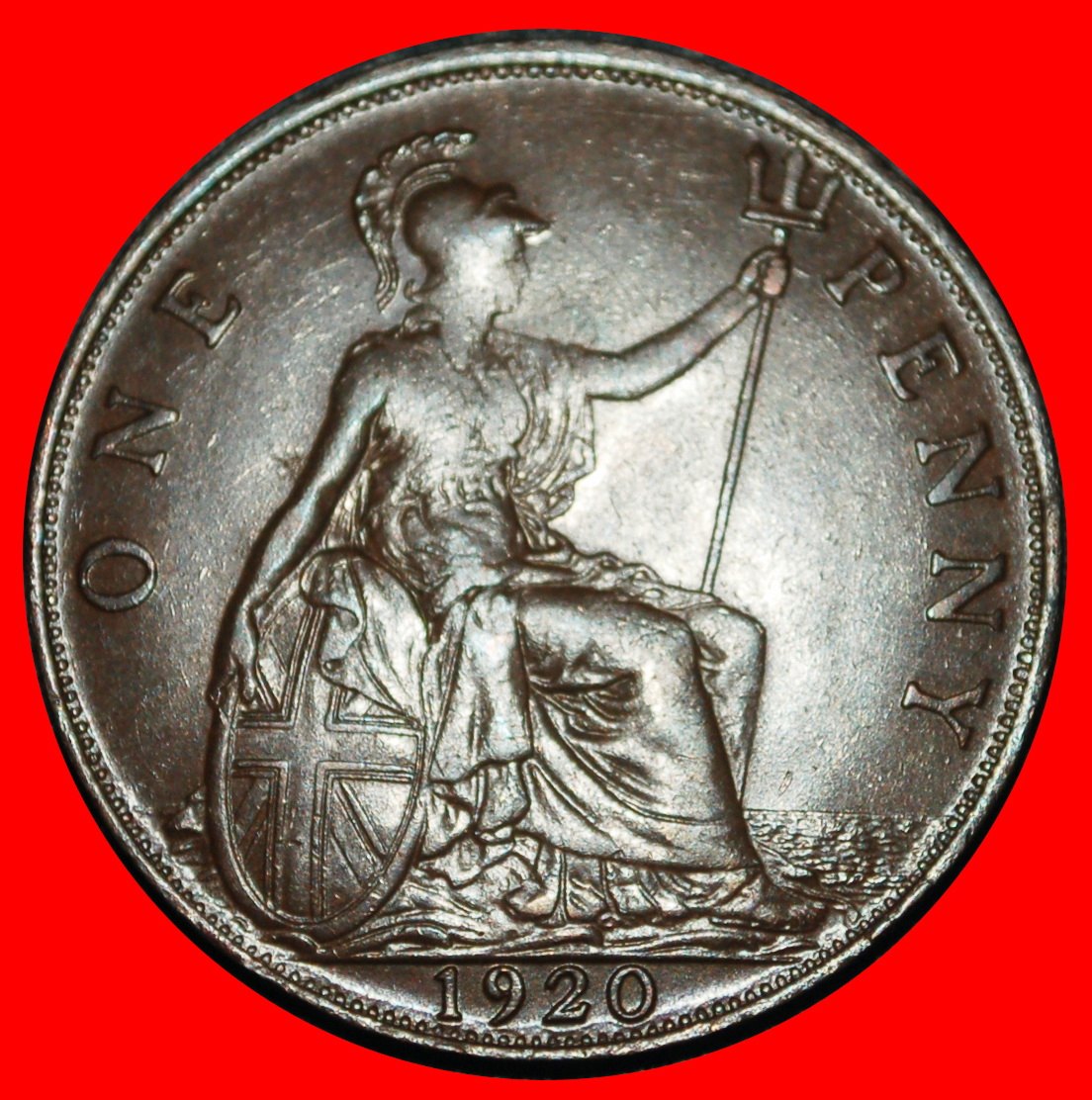  Ⰿ MISTRESS OF SEAS: GREAT BRITAIN★ PENNY 1920 DIE III! GEORGE V (1911-1936)★LOW START! ★ NO RESERVE!   