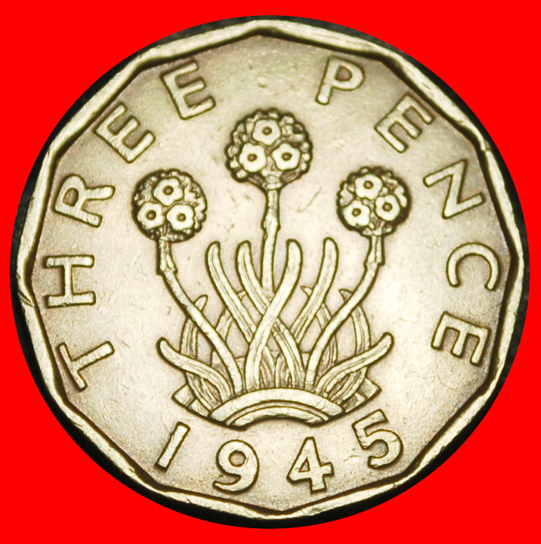  Ⰿ RIM r2:GREAT BRITAIN★3 PENCE 1945 GEORGE VI (1937-1952)★WARTIME 1939-1945★LOW START! ★ NO RESERVE!   