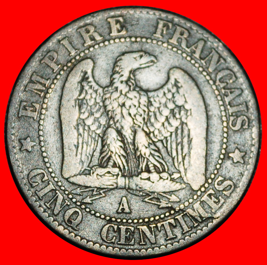  Ⰿ NO WREATH (1853-1857): FRANCE ★ 5 CENTIMES 1856A! NAPOLEON III 1852-1873★LOW START! ★ NO RESERVE!   