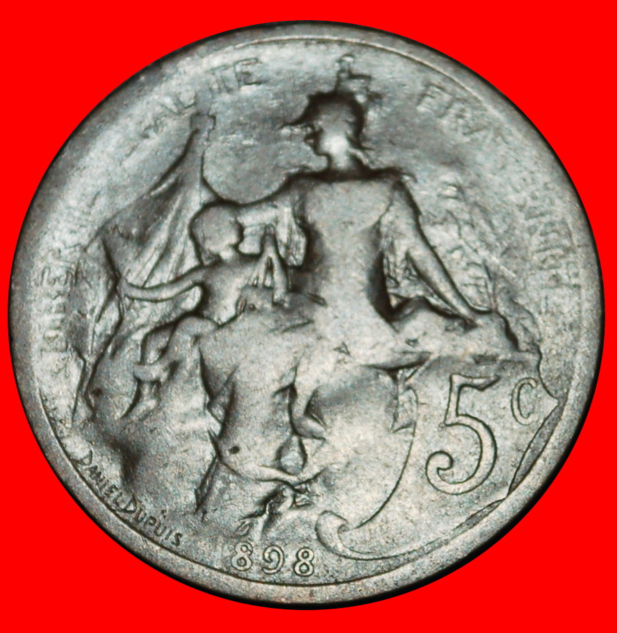  Ⰿ LIBERTY (1897-1921): FRANCE ★ 5 CENTIMES 1898! NOT WREATH 1871-1898!★LOW START! ★ NO RESERVE!   