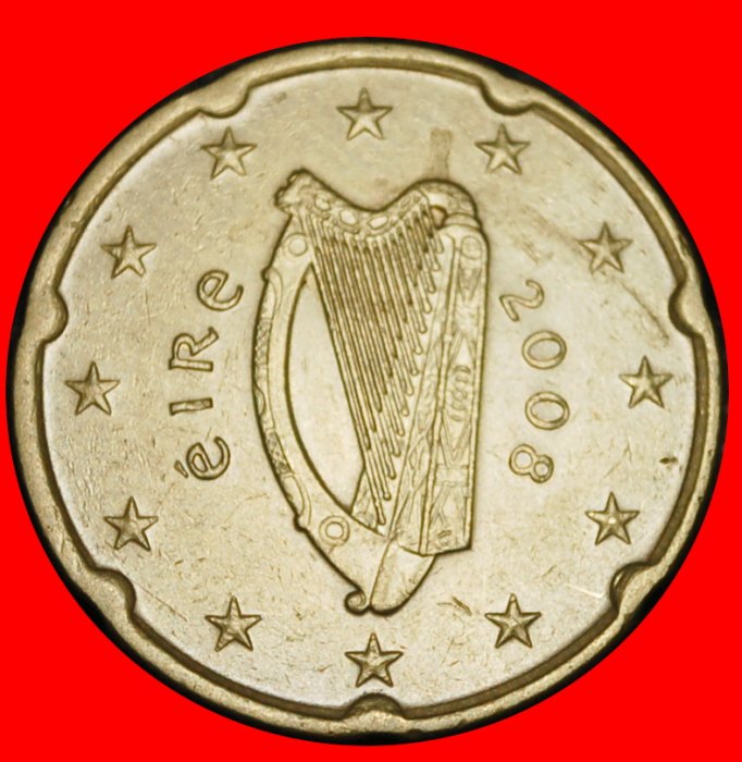  Ⰿ NORDIC GOLD (2007-2025): IRELAND ★ 20 EURO CENTS 2008 HARP!★LOW START! ★ NO RESERVE!   