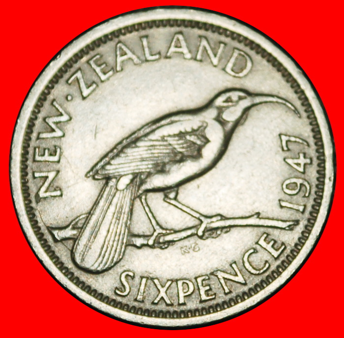 ⰏGREAT BRITAIN:NEW ZEALAND★6 PENCE 1947 BIRD WITH INDIA!GEORGE VI 1937-1952★LOW START! ★ NO RESERVE!