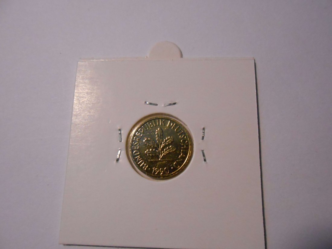  2.BRD 1 Pfennig 1990 D vergoldet   