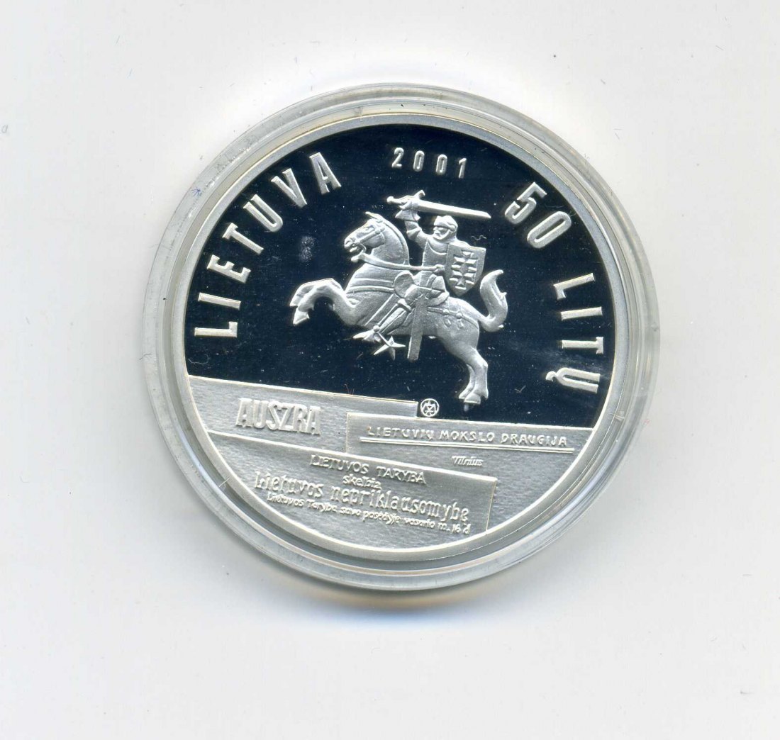  50 Litu 2001 PP Basanaviviaus Original Kapsel+Zertifikat RAR nur 2000 Stück   
