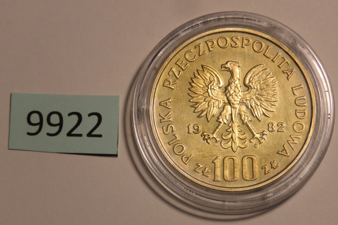  9922 Polen 1982 - 100 Zloty - 16,5 g SILBER 0.625  -  STORCH   