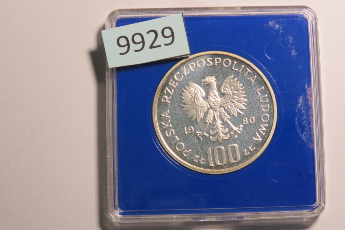  9929 Polen 1980 - 100 Zloty - 16,5 g SILBER 0.625  AUERHAHN   