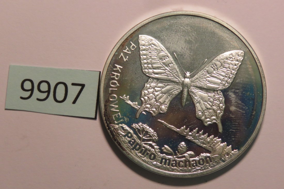  9907 Polen 2001 - 20 Zloty -  28,28 g SILBER 0.925  SCHWALBENSCHWANZ   