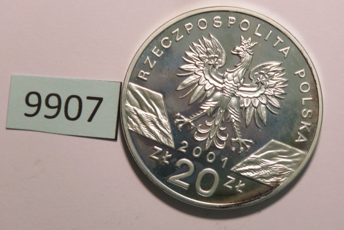  9907 Polen 2001 - 20 Zloty -  28,28 g SILBER 0.925  SCHWALBENSCHWANZ   