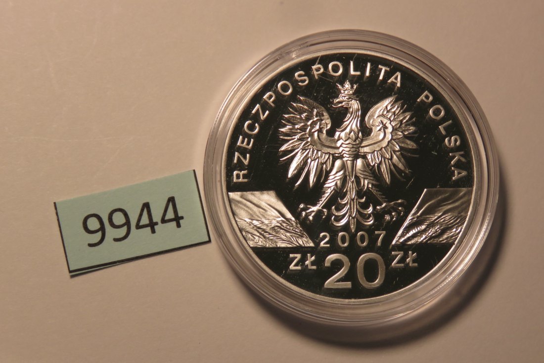  9944 Polen 2007 - 20 Zloty -  28,28 g SILBER 0.925 -  KEGELROBBE   