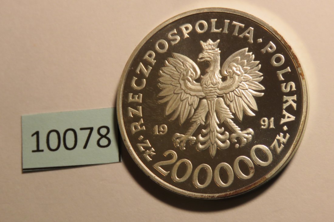  10078 Polen 1991 - 200.000 Zloty -  31,1 g SILBER 0.925 - OLYMPIA Ski Alpin   