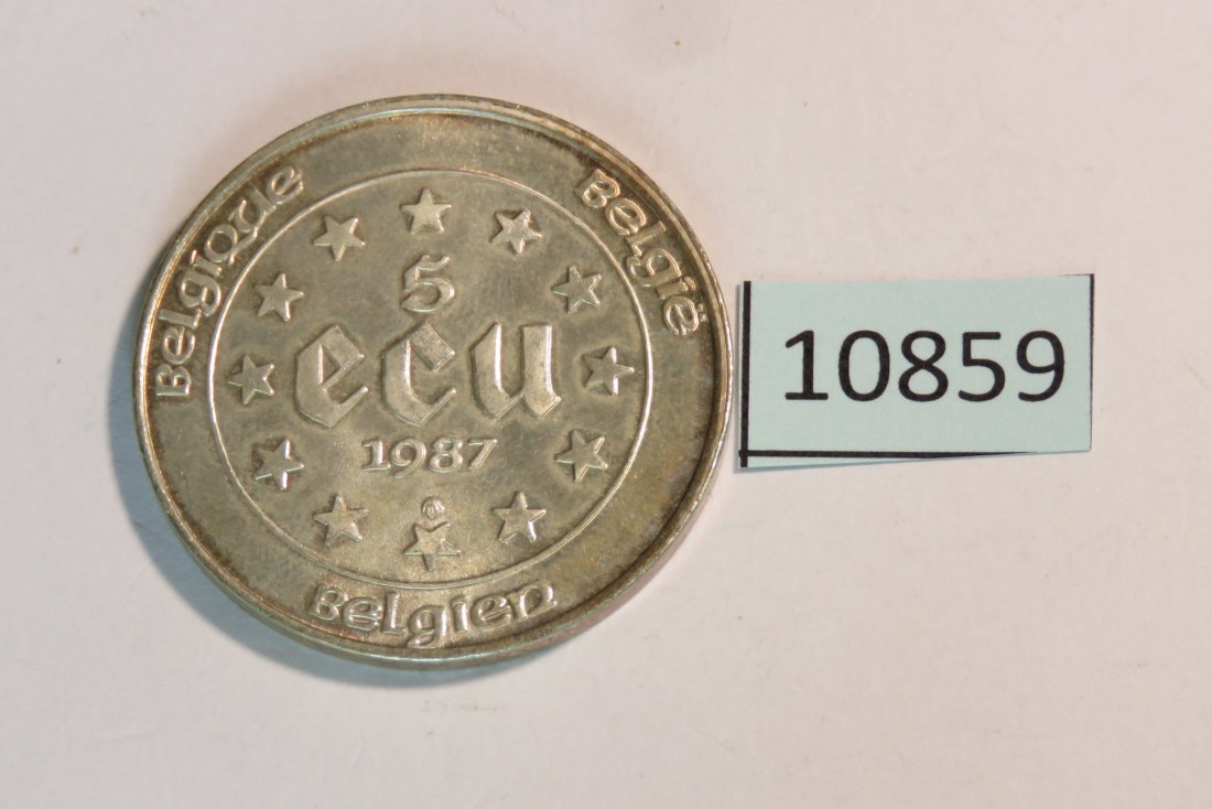  10859 Belgien 1987 - 5 ECU -  22,85 g SILBER 0.925   
