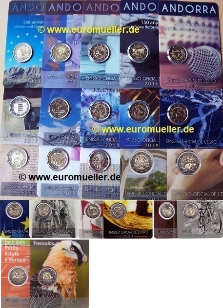 Andorra ...2 Euro Gedenkmünzen 2014 - 2025...bu...Komplettsammlung   