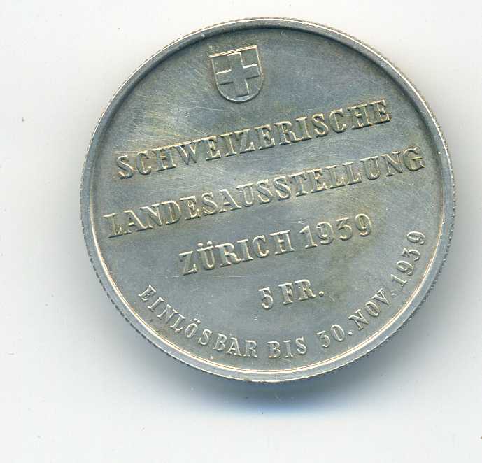  5 Franken 1939 Landesausstellung vorzüglich/stempelglanz   
