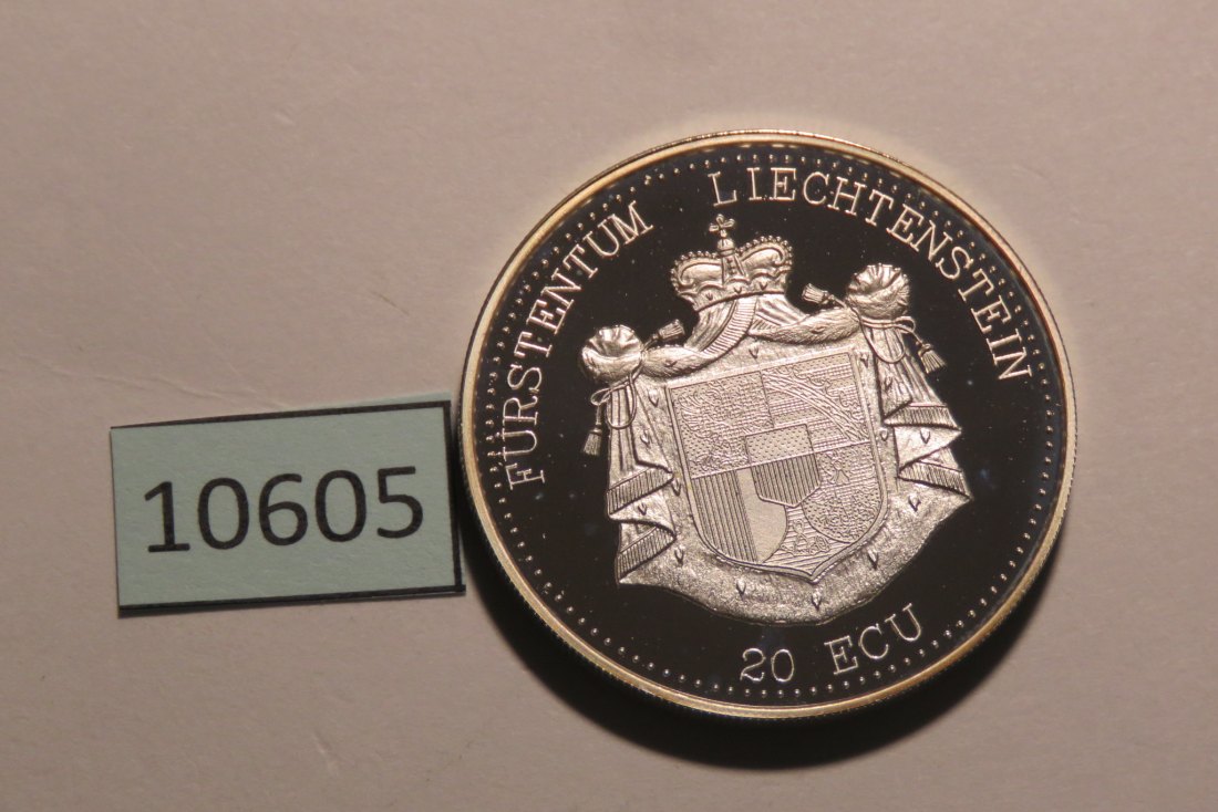  10605 Liechtenstein 1995 - 20 ECU - 25,0 g SILBER 0.925  -  U N O   