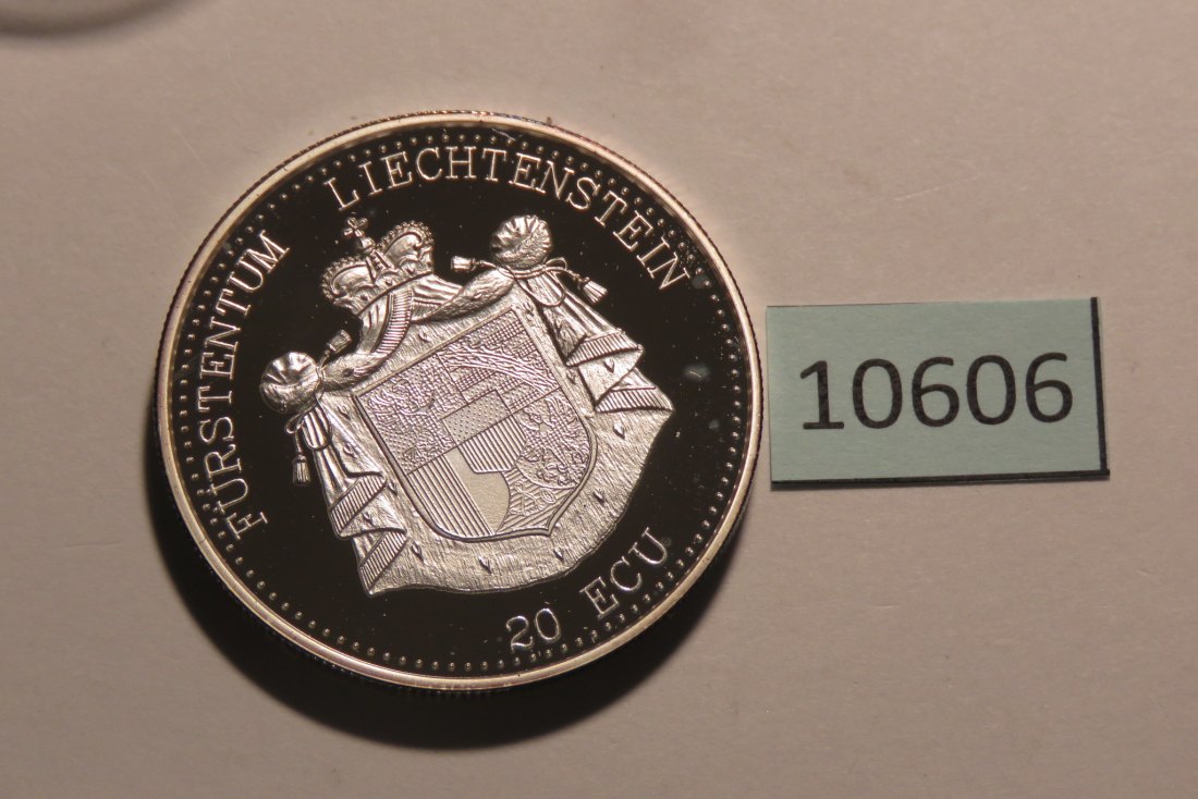  10606 Liechtenstein 1993 - 20 ECU - 31,1 g SILBER 0.999  -  Vaduz   