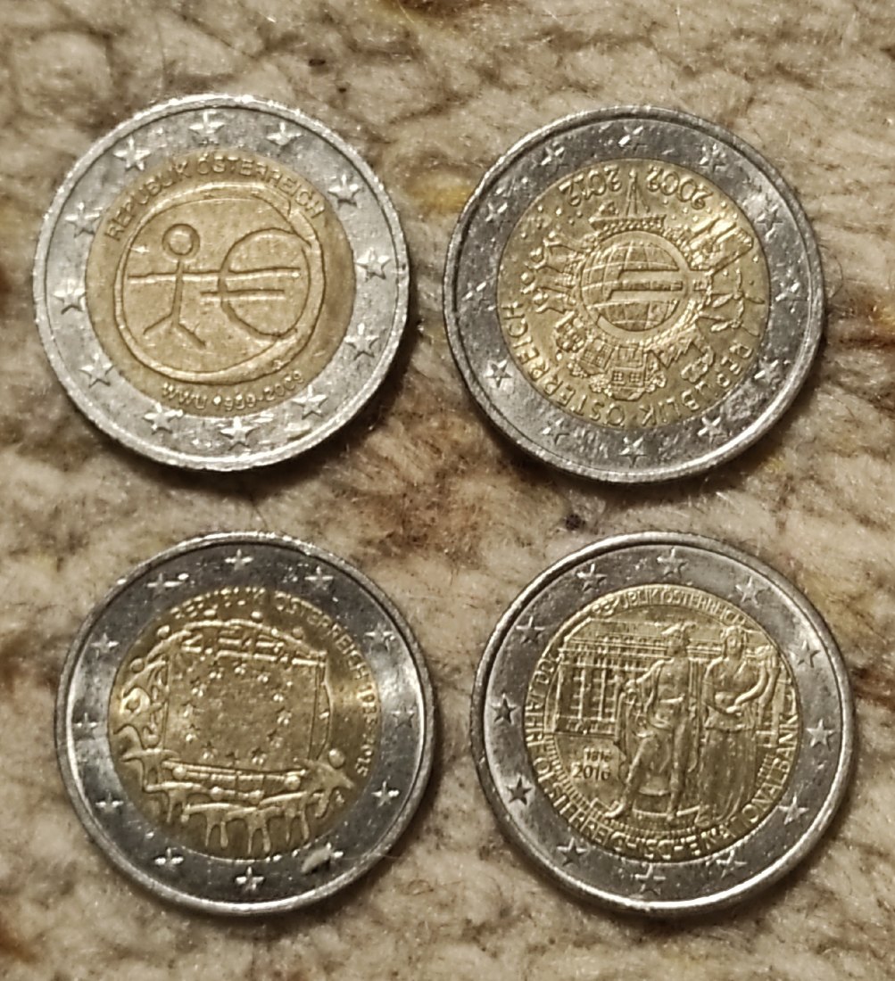  Österreich 4 x 2 Euro aus Umlauf   