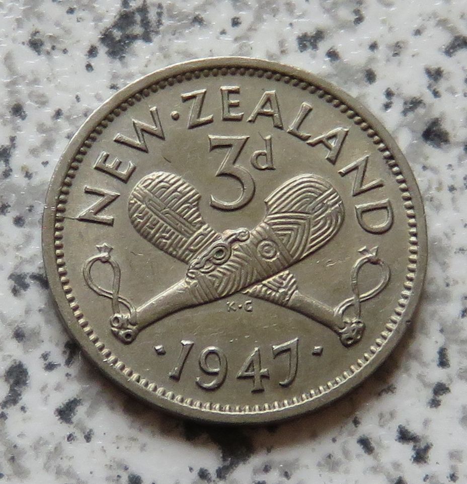 Neuseeland 3 Pence 1947   