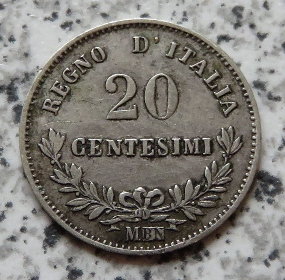  Italien 20 Centesimi 1863 M BN   