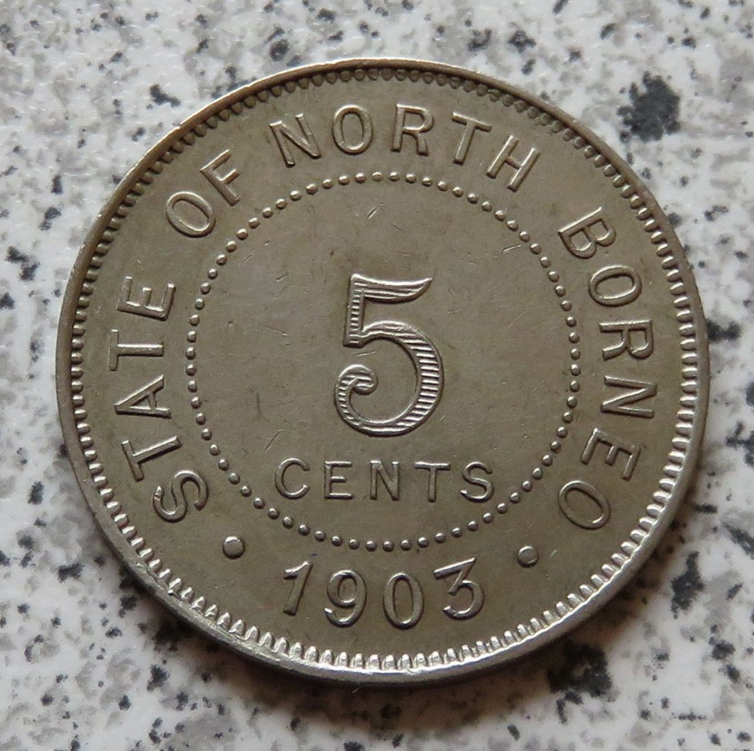  British North Borneo 5 Cents 1903 H, besser   