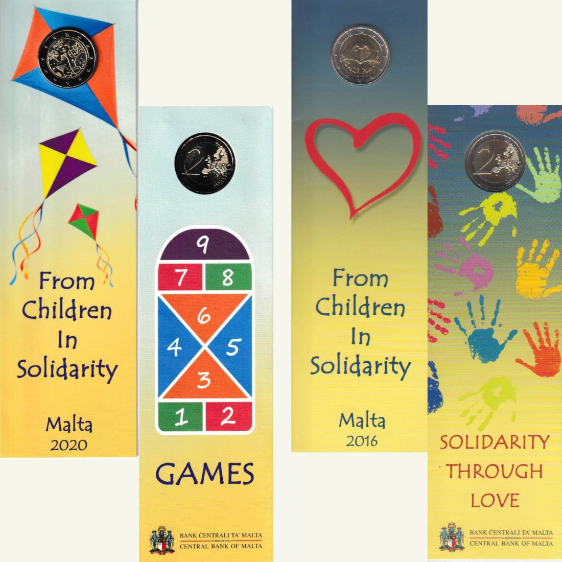  Coincard 2x 2-€-Sonderm Malta *Spiele* 2020 + *Liebe* 2016 mit Mzz Füllhorn nur 20.000St!   